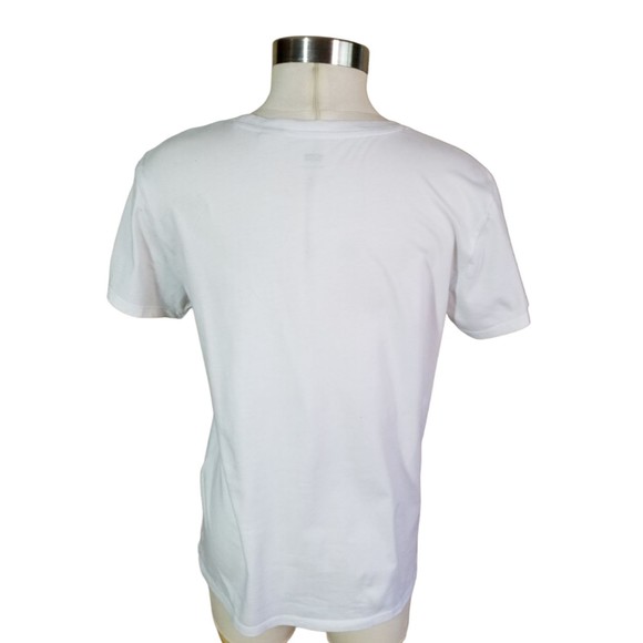 Levi's White Tee T Shirt Top Red Logo Graphic Short Sleeve Scoop Neck Sz Med - Picture 4 of 9